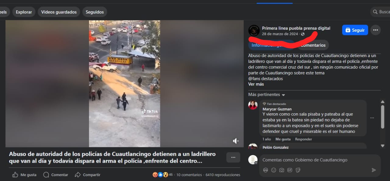 Aclara Cuautlancingo que presunto abuso de autoridad exhibido en video corresponde a 2024