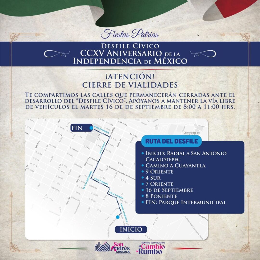 Despliega San Andrés Cholula Operativo de Seguridad “Fiestas Patrias 2025”