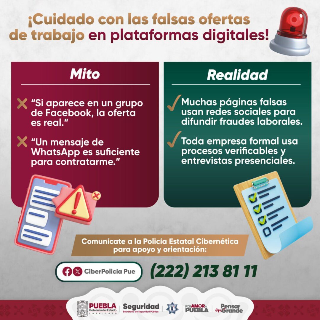 Emite SSP recomendaciones ante ofertas de empleo falsas en plataformas digitales