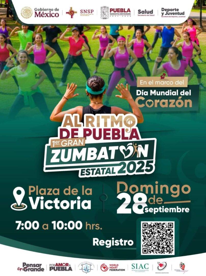 Puebla se activará con el Primer Gran Zumbatón Estatal 2025 en 200 municipios