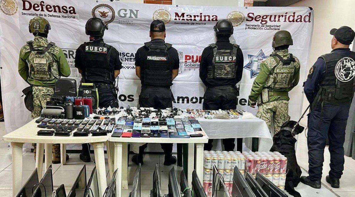 Aseguran SSP y Defensa drogas y objetos prohibidos en el penal de Tepexi 