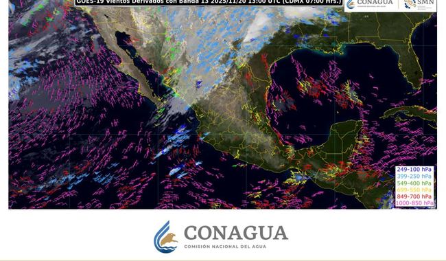 Frente frío núm. 15 mantendrá lluvias fuertes y vientos muy fuertes en regiones de los estados de la frontera norte de México