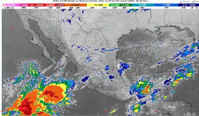 Se mantendrá el evento de Norte con rachas muy fuertes de viento en zonas del sureste mexicano