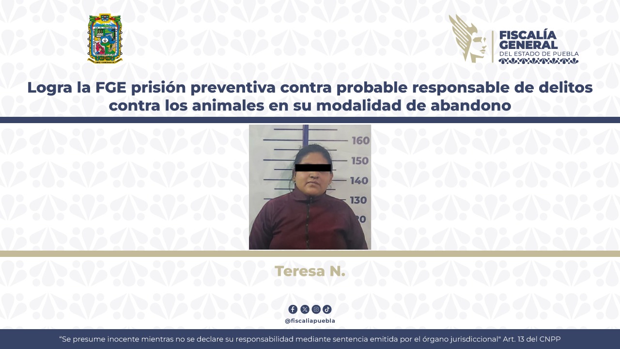 Logra la FGE prisión preventiva contra probable responsable de delitos contra los animales en su modalidad de abandono 