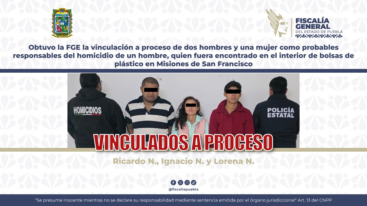 Vinculan a tres personas a proceso por hallazgo de cuerpo embolsado en Misiones de San Francisco