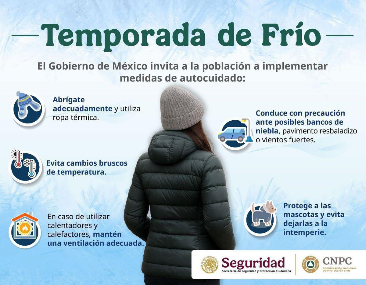 CNPC exhorta a la población a mantener acciones de autocuidado ante las lluvias y bajas temperaturas