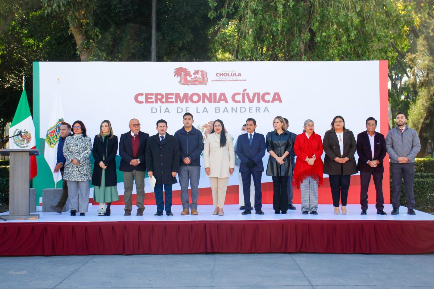 Conmemora Tonantzin Fernández el Día de la Bandera y encabeza el arranque del Operativo “San Pedro Cholula Seguro 2026”
