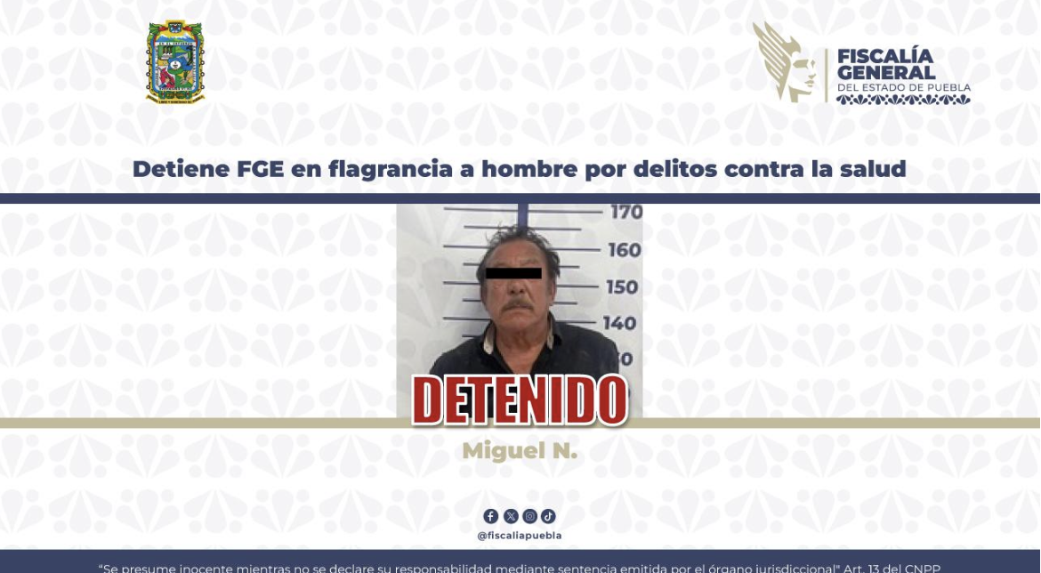 Detiene FGE en flagrancia a hombre por delitos contra la salud 
