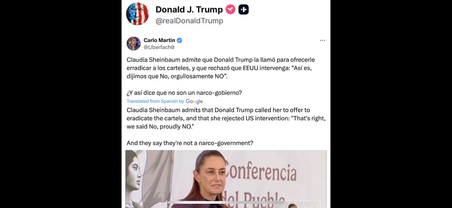 Sheinbaum responde a Trump: “La soberanía de México no está en negociación”