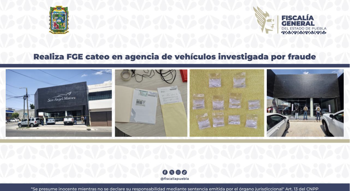 Realiza FGE cateo en agencia de vehículos investigada por fraude