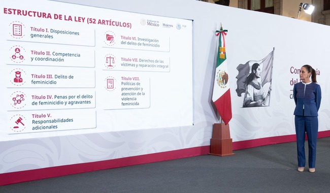 Presidenta enviará al Senado iniciativa de Ley General para prevenir, investigar, sancionar y reparar el daño por el delito de feminicidio