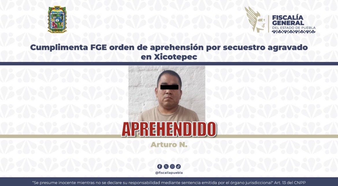Cumplimenta FGE orden de aprehensión por secuestro agravado en Xicotepec