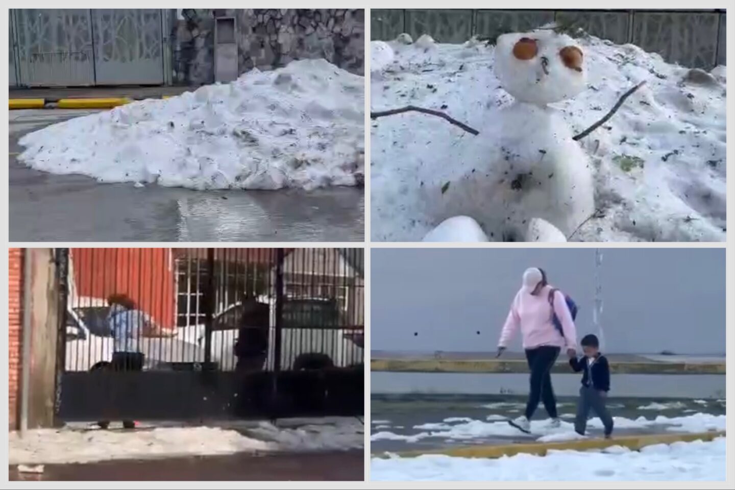 Norte de Puebla amanece entre hielo y muñecos de nieve tras intensa granizada