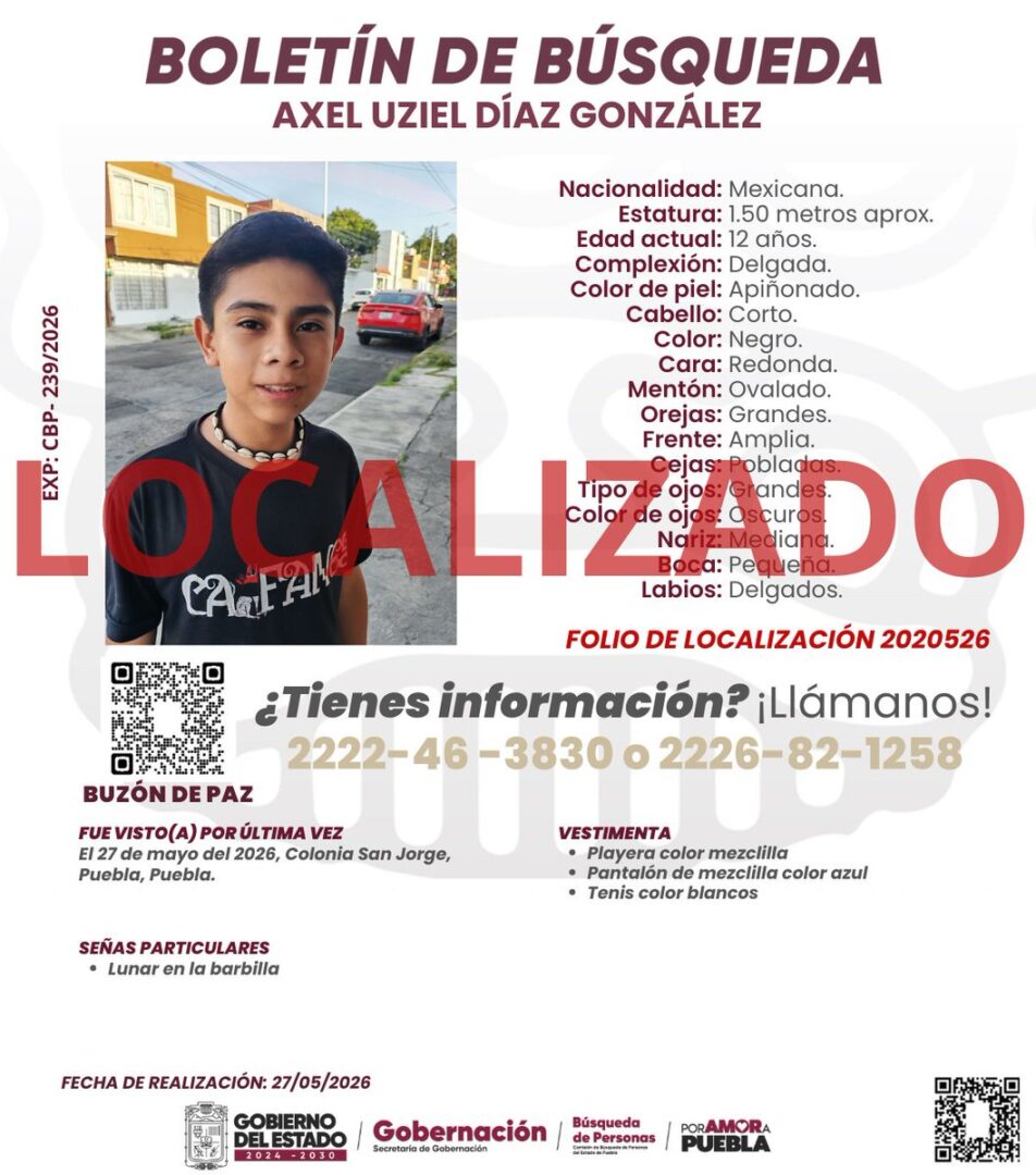 Termina con final feliz búsqueda de Axel Uziel, menor desaparecido en el sur de Puebla
