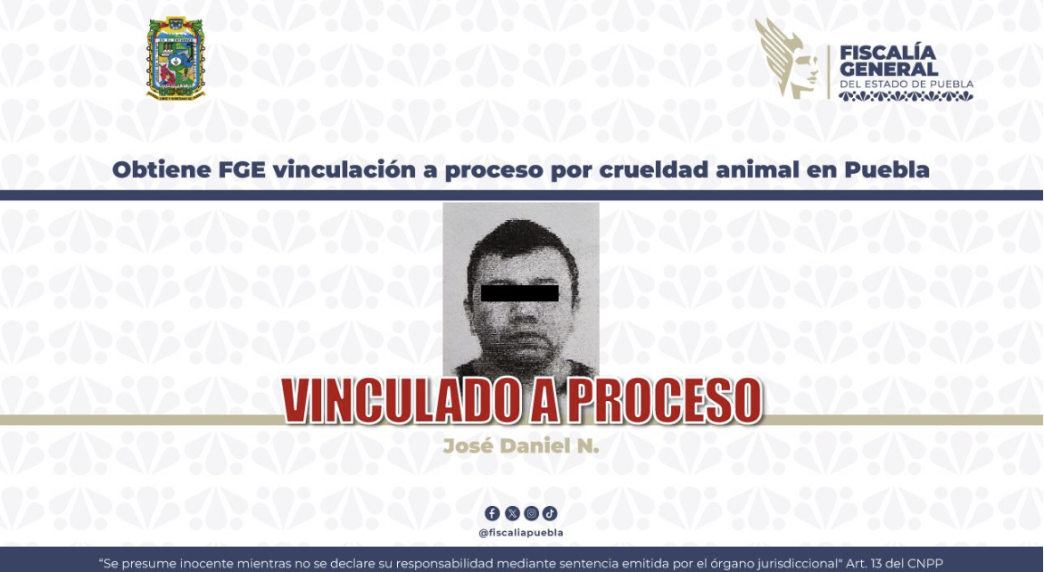 Obtiene FGE vinculación a proceso por crueldad animal en Puebla