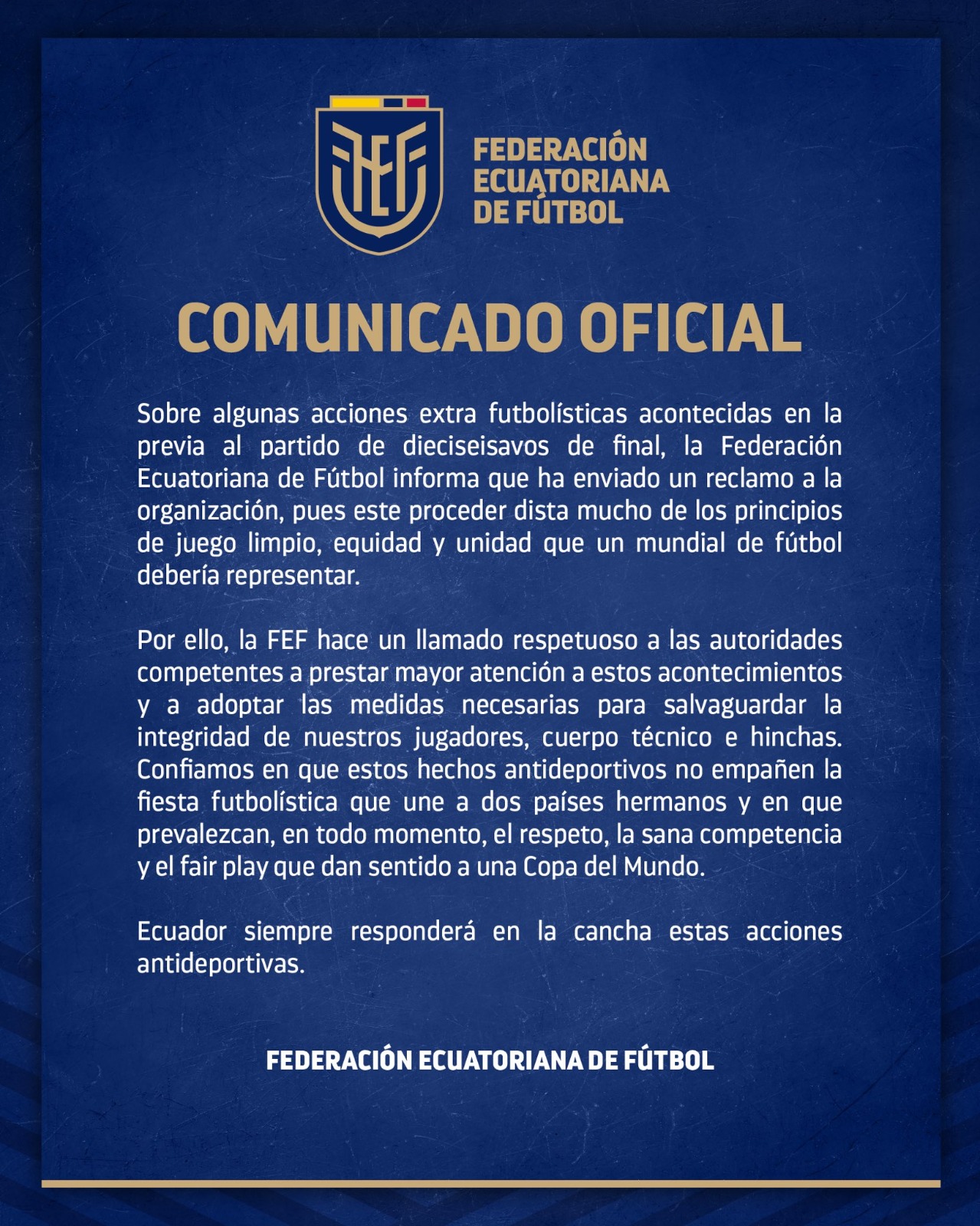 Ecuador acusa prácticas antideportivas en México tras disturbios afuera de su hotel previo al Mundial 2026