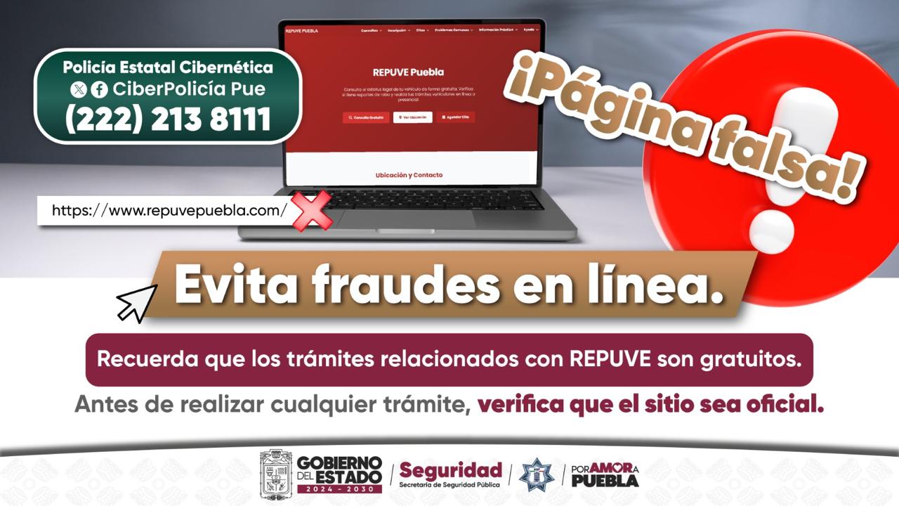 Seguridad Pública alerta sobre sitio web falso del REPUVE