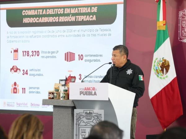 Gobierno Estatal refuerza combate a la extorsión y delitos en Puebla.