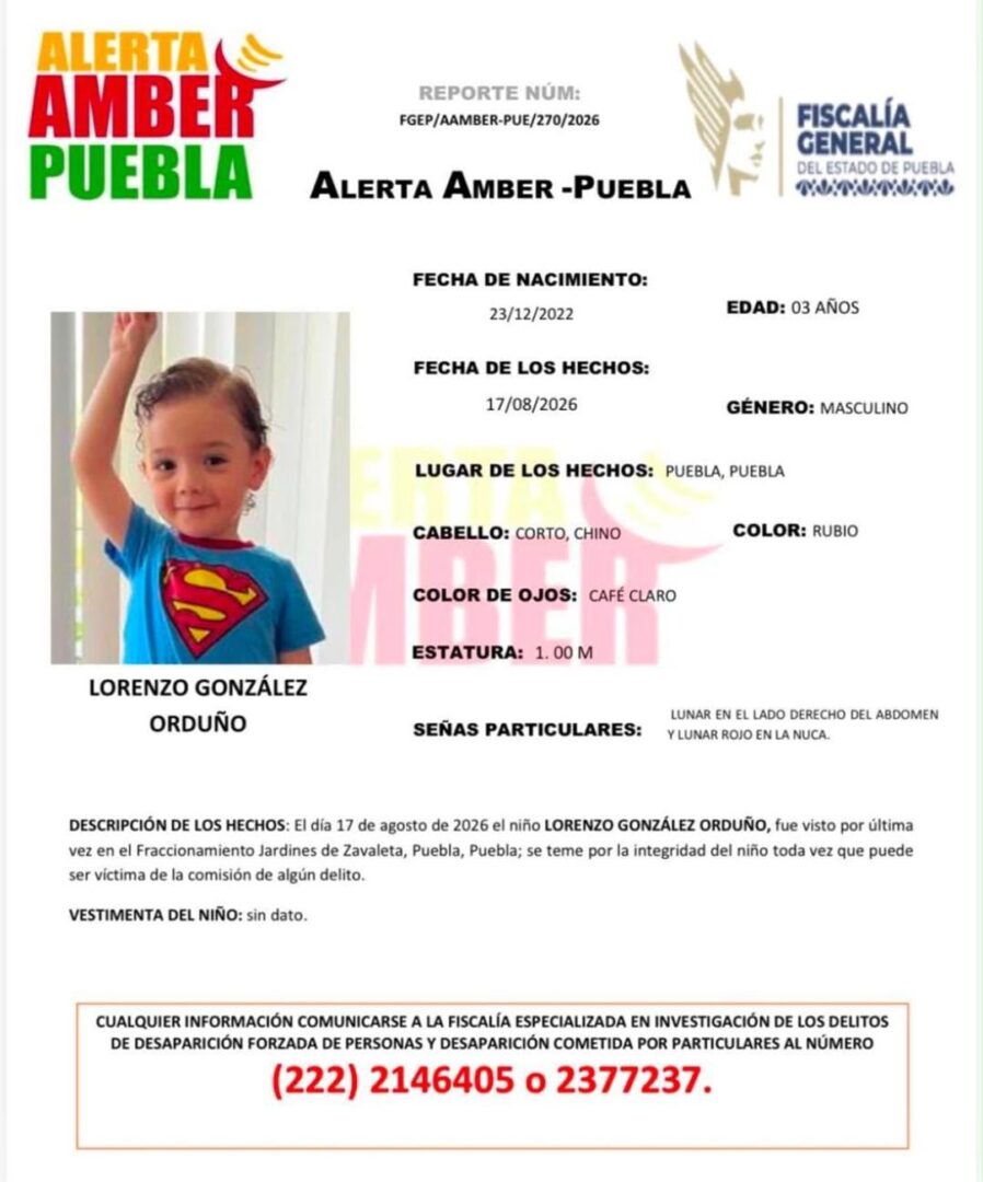 Niño reportado como desaparecido en Puebla es encontrado en un hotel de Cholula; sus padres dan versiones opuestas