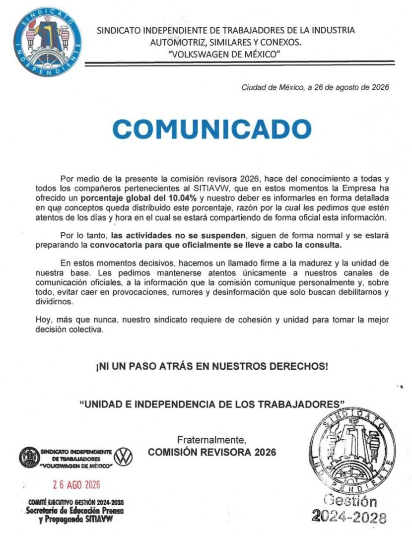 La planta de VW sigue abierta: la empresa sube su oferta a 10.04% y el sindicato consultará a la base