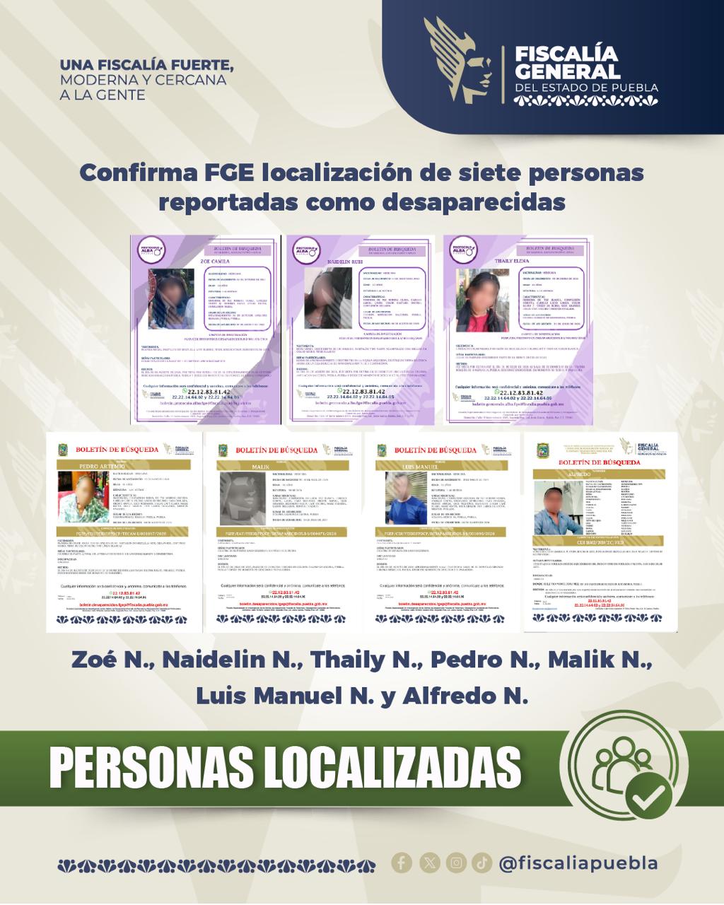 Confirma FGE localización de siete personas reportadas como desaparecidas
