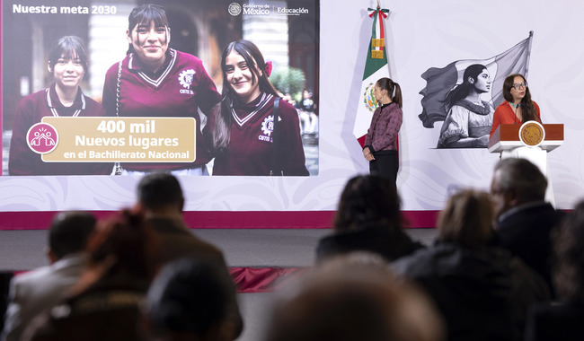Presidenta Claudia Sheinbaum informa que meta sexenal del Bachillerato Nacional se duplicará a 400 mil nuevos lugares