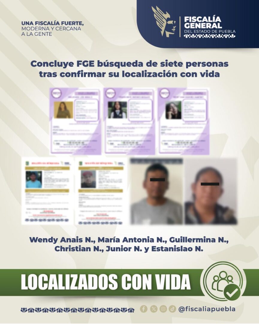Concluye FGE búsqueda de siete personas tras confirmar su localización con vida
