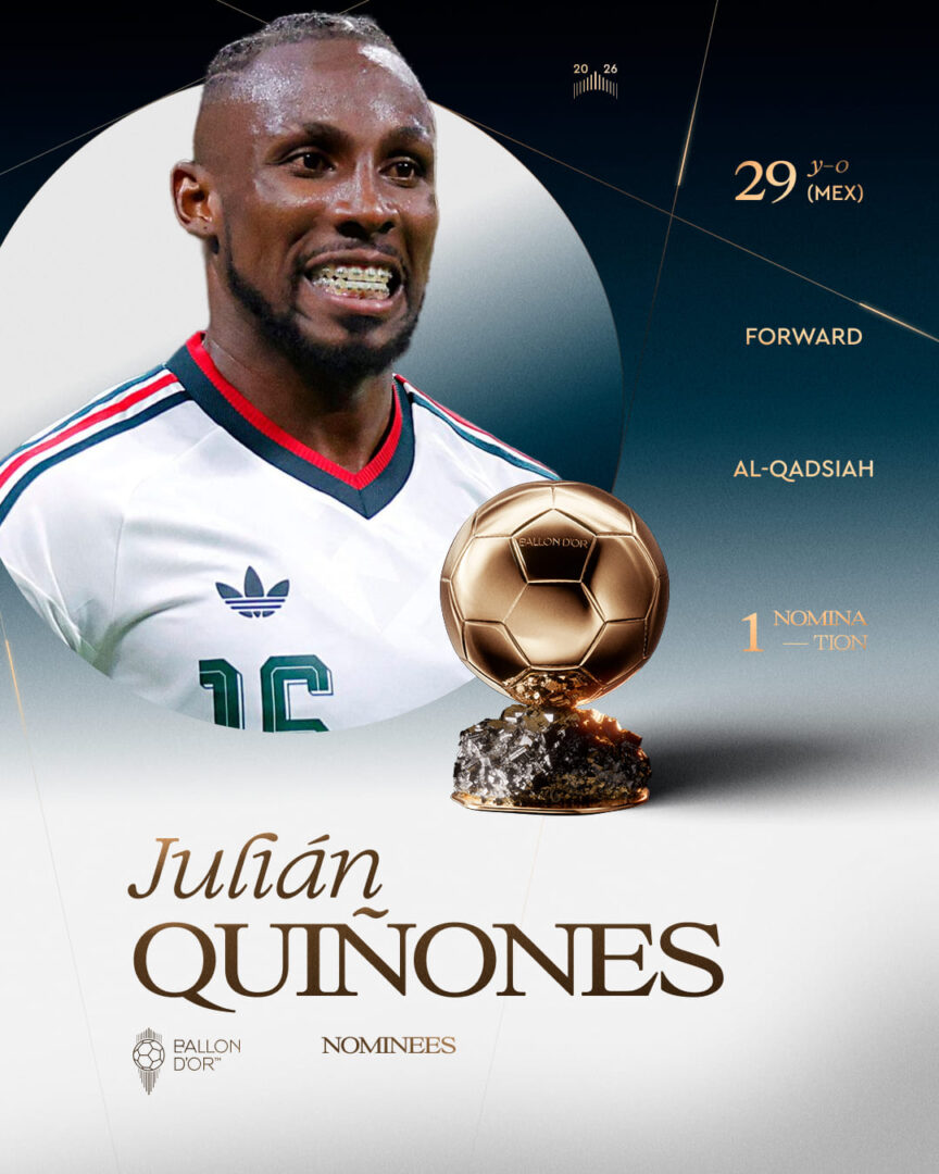 Julián Quiñones hace historia: segundo mexicano nominado al Balón de Oro