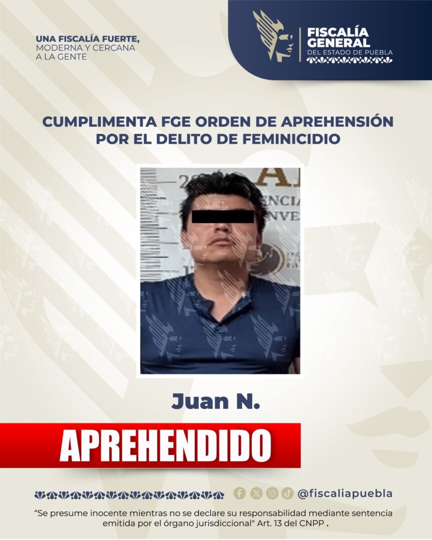 Cumplimenta FGE orden de aprehensión por el delito de feminicidio