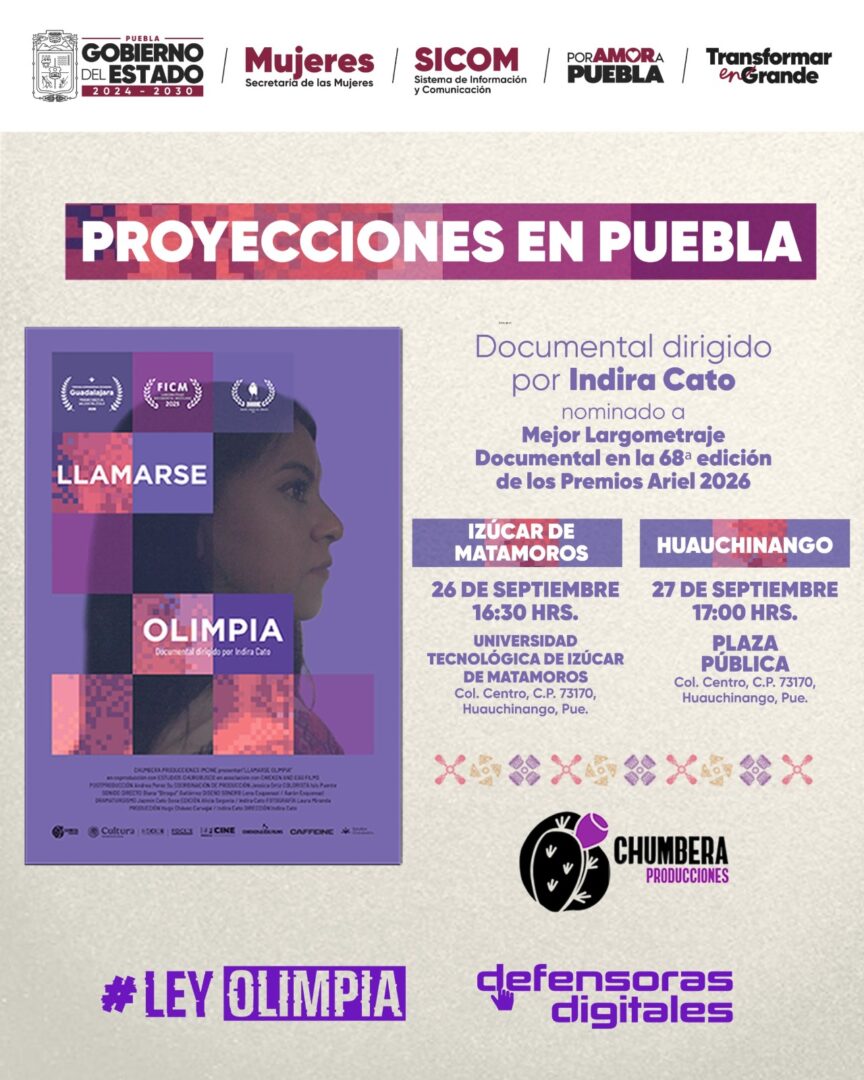 Gobierno del Estado acerca documental “Llamarse Olimpia” a municipios