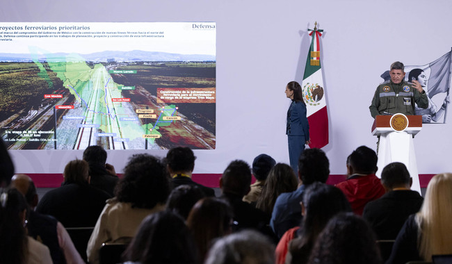 Se construirán 2 mil 400 km de trenes con inversión de 750 mil mdp; en 2027 se dará banderazo al AIFA-Pachuca y CDMX-Querétaro: presidenta
