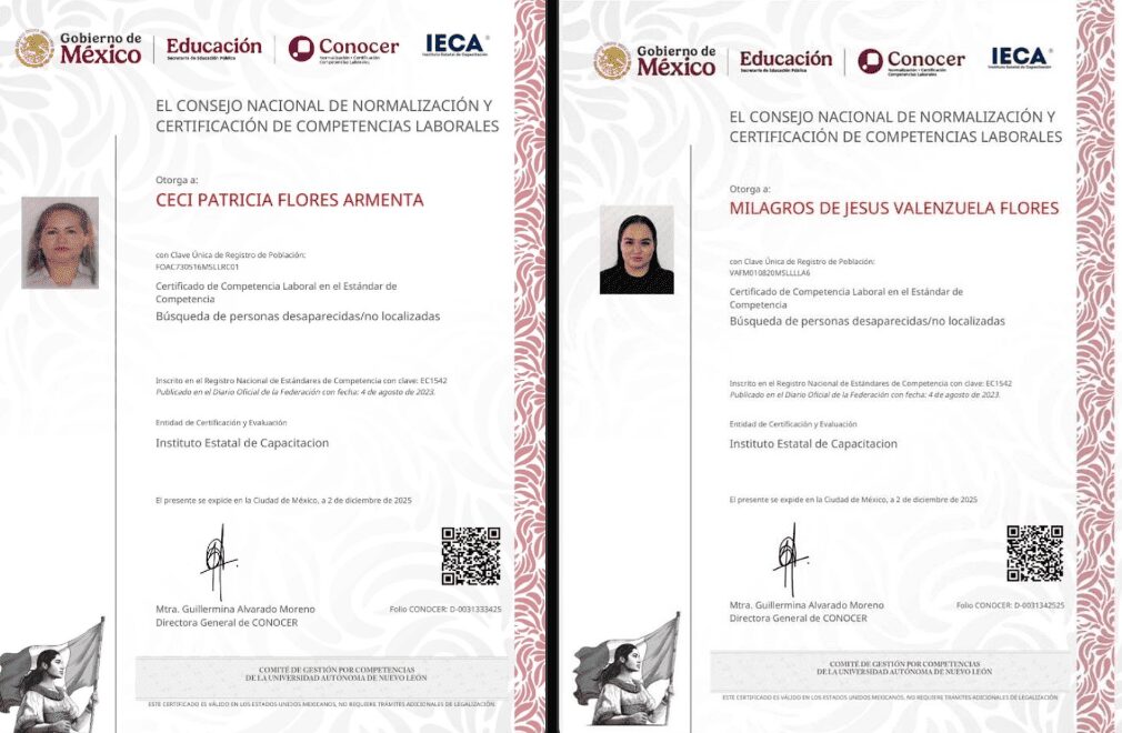 Ceci Flores y su hija obtienen certificación oficial para buscar personas desaparecidas