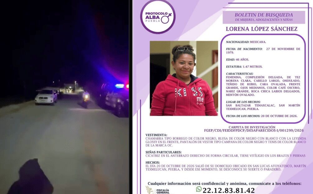 Desaparece Lorena López Sánchez tras ser interceptada por sujetos en San Martín Texmelucan
