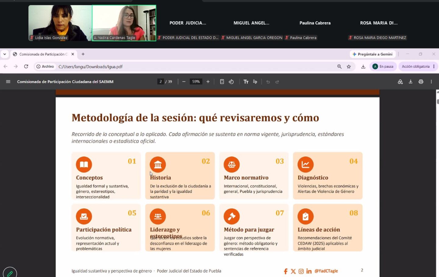 PODER JUDICIAL DE PUEBLA FORTALECE HERRAMIENTAS PARA JUZGAR CON PERSPECTIVA DE GÉNERO Y GARANTIZAR LA PARTICIPACIÓN POLÍTICA DE LAS MUJERES  