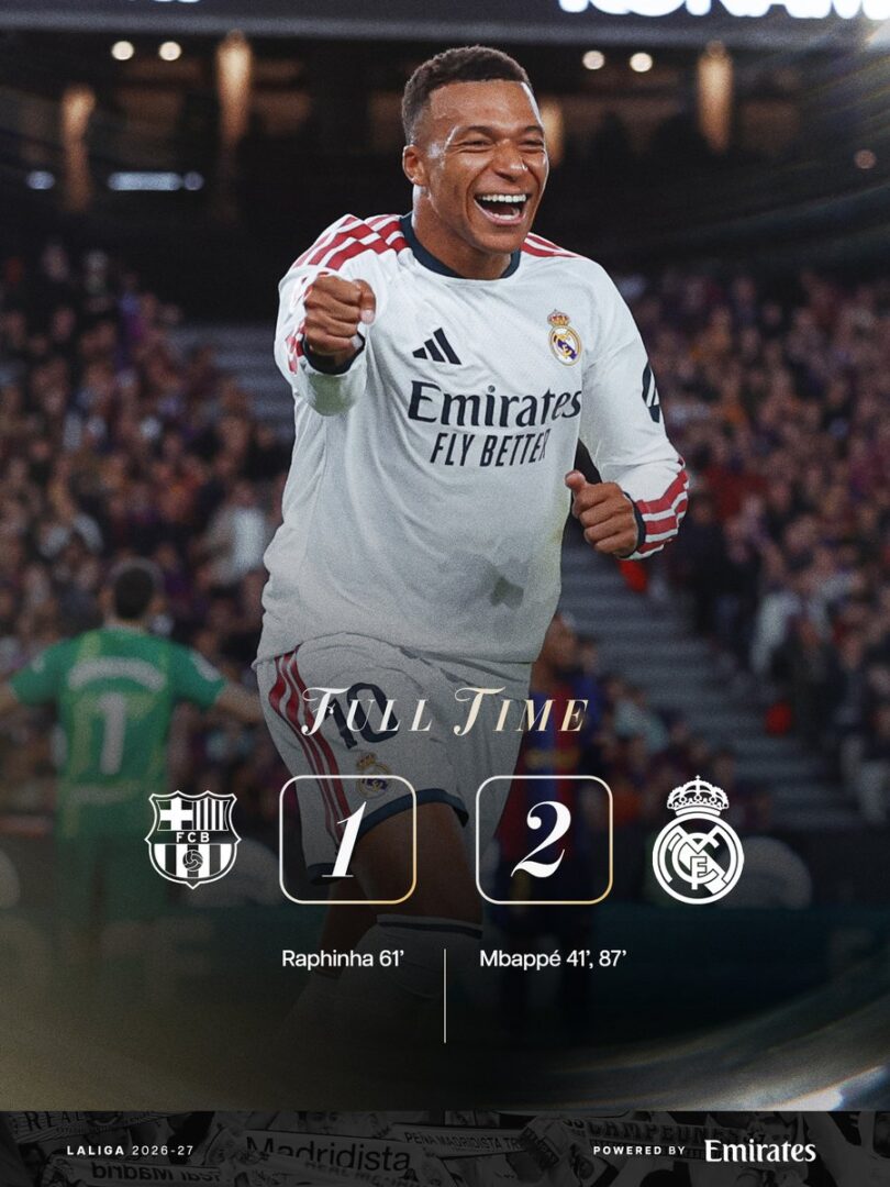 Real Madrid aprieta la lucha por LaLiga tras vencer al Barcelona