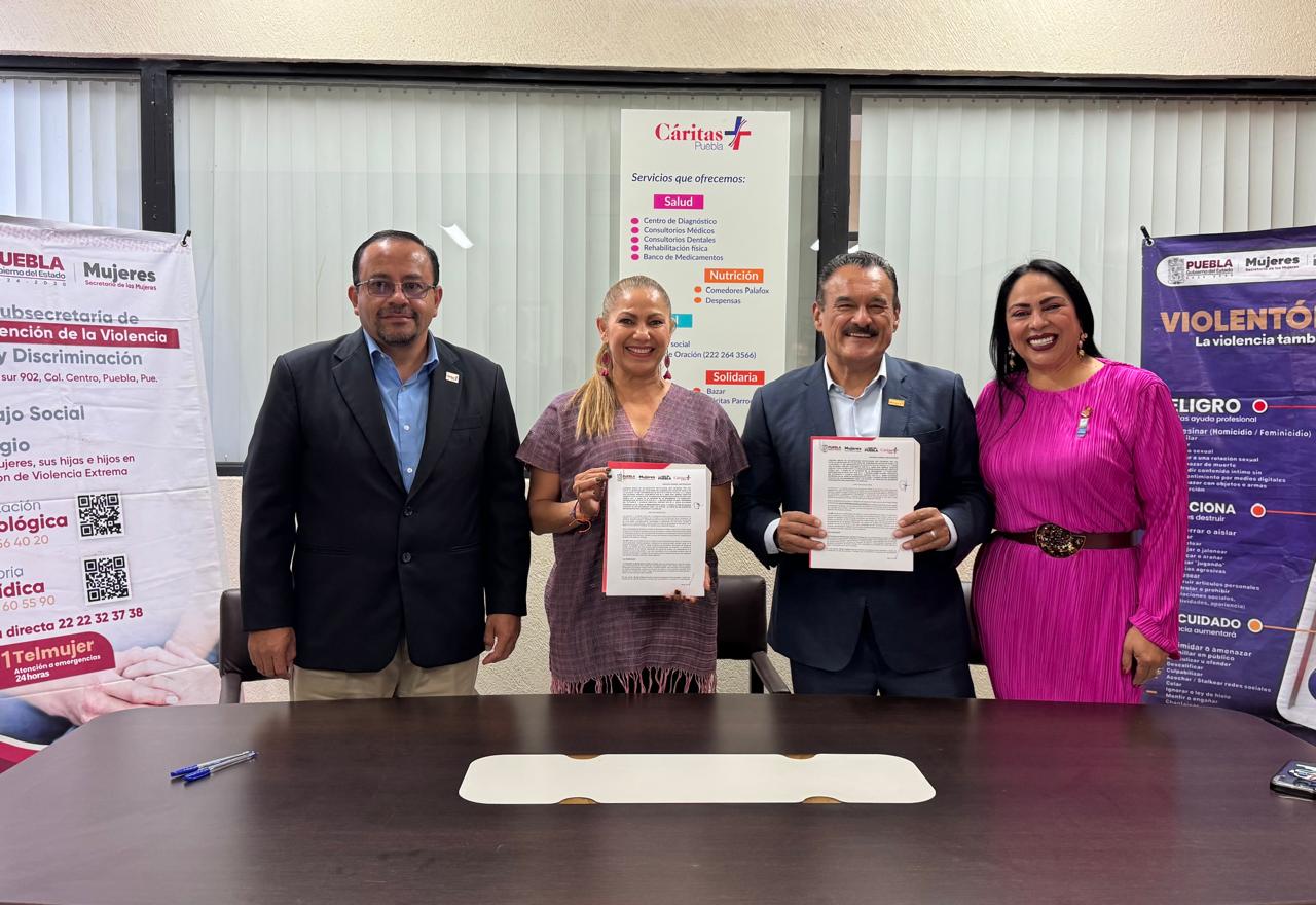 Secretaría de las Mujeres y Cáritas fortalecen redes de apoyo en Puebla