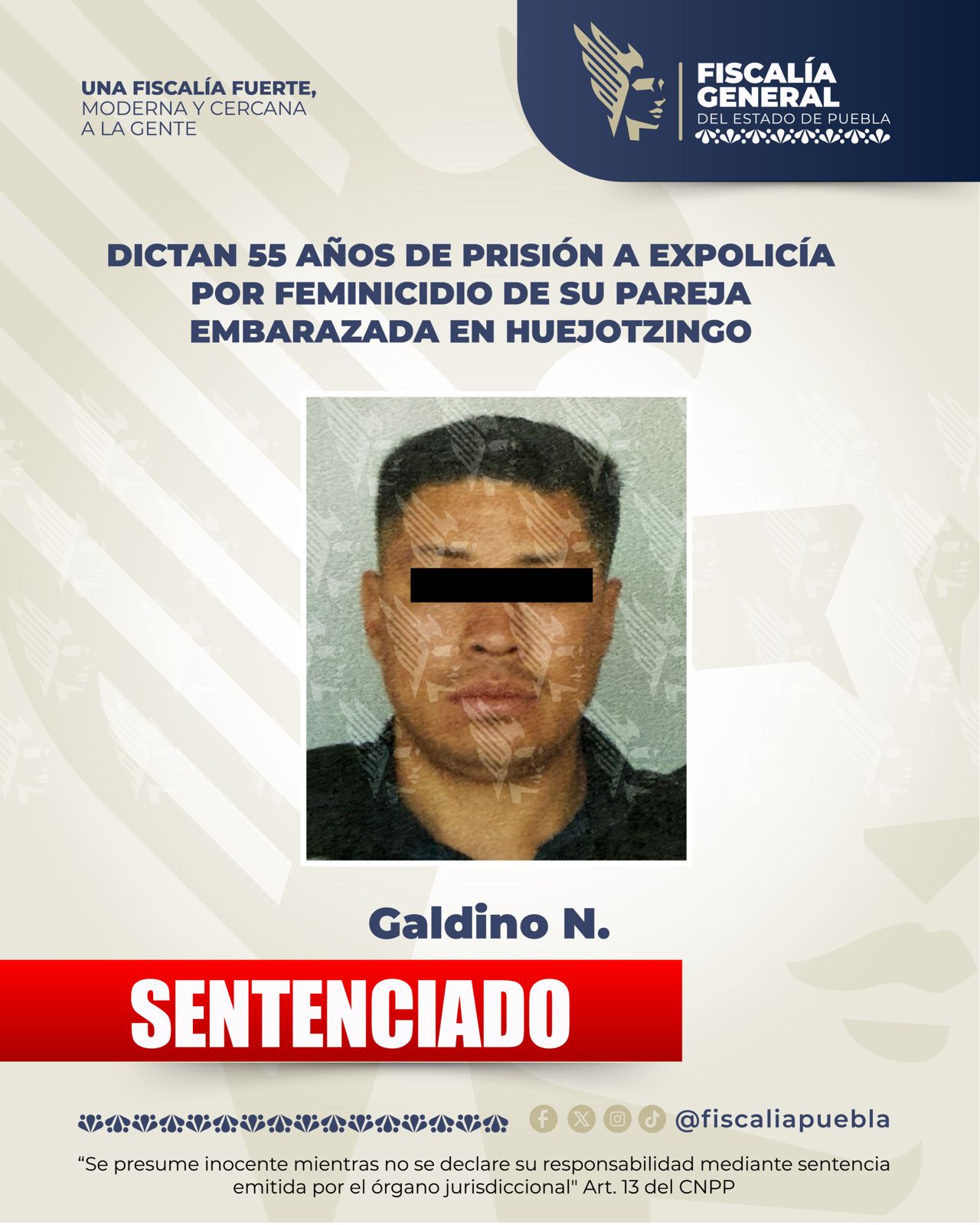 Dictan 55 años de prisión a expolicía por feminicidio de su pareja embarazada en Huejotzingo