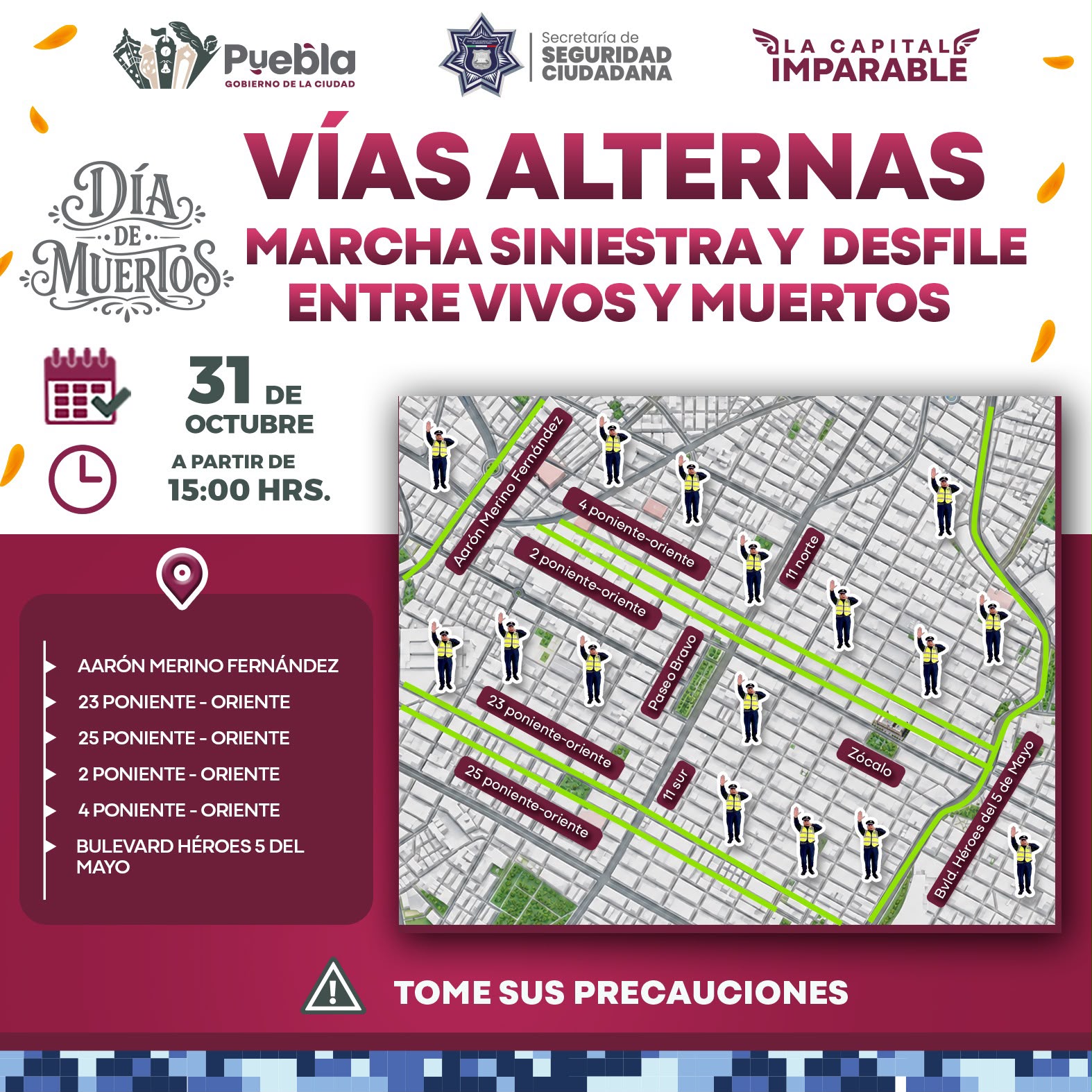 Informa Gobierno de la Ciudad vias alternas este 31 de octubre