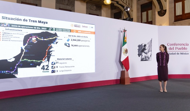 Mexicana de Aviación, AIFA, Tren Maya y Grupo Mundo Maya cumplen sus objetivos y van de acuerdo con su planeación: presidenta